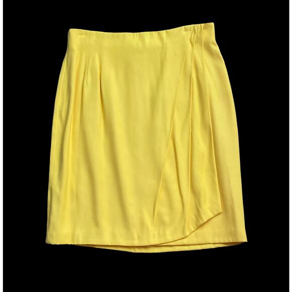 Classics by ANNE KLEIN Womens Size 14 Yellow Wool Blend Pleated Vintage Skirt - Picture 1 of 8
